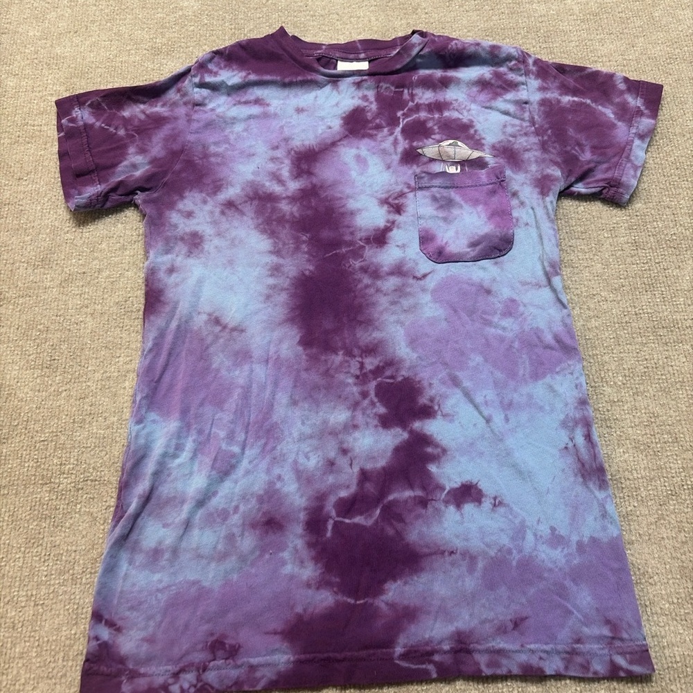 RIPNDIP Tie Dye Pocket Tee (Hidden Cat UFO Graphic) Size XS 1992
